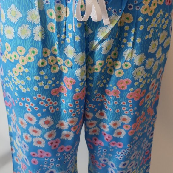 NWT Womens The Cat's Pajamas Cerulean Floral Blue Multi 2 Pc Set Top Bottom L - Picture 9 of 15